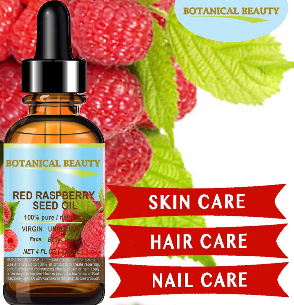 Botanical Beauty RED RASPBERRY SEED OIL 100% Pure Natural Virgin Unrefined Undiluted Cold Pressed Carrier Oil for Face, Skin, Hair, Body, Nails. Rich