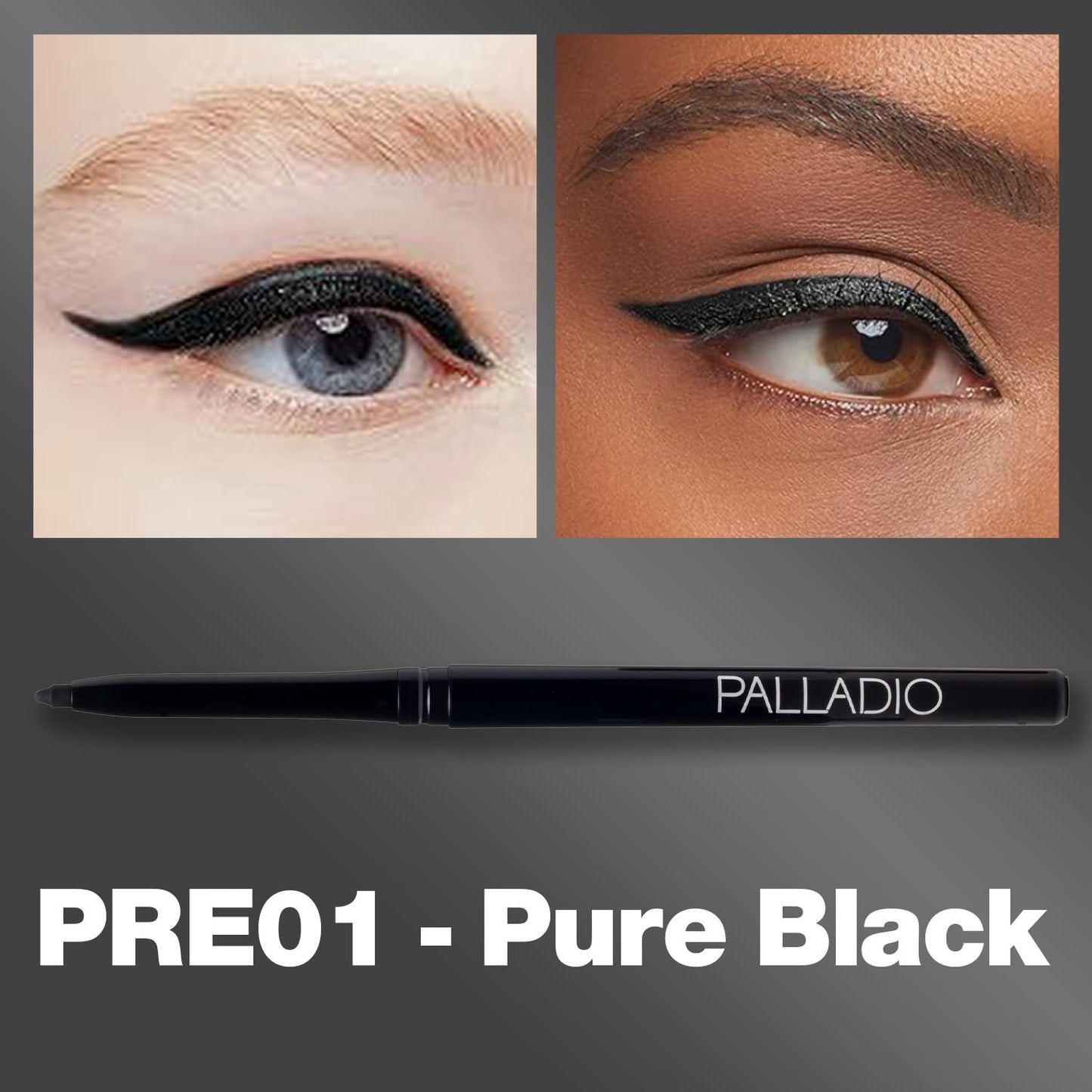 Palladio Retractable Waterproof Eyeliner, Richly Pigmented Color and Creamy, Slip Twist Up Pencil Eye Liner, Smudge Proof Long Lasting Application