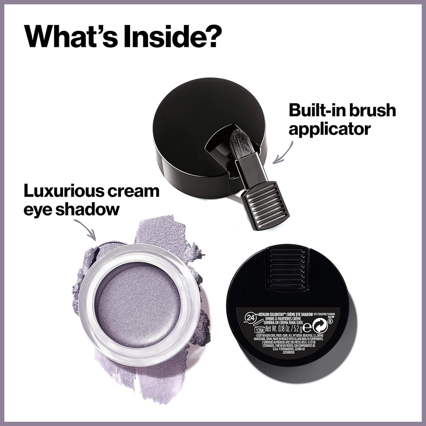 Revlon Crème Eyeshadow, ColorStay 24 Hour Eye Makeup, Highly Pigmented Cream Formula in Blendable Matte & Shimmer Finishes, 740 Black Currant, 0.16 Oz