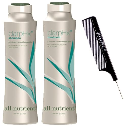 All-Nutrient ClarpHx Shampoo & Conditioner DUO SET, Chelates Hair Mineral Deposits for Pool & Well Water Exposure (w/Comb) Clarifying UV+ Protection