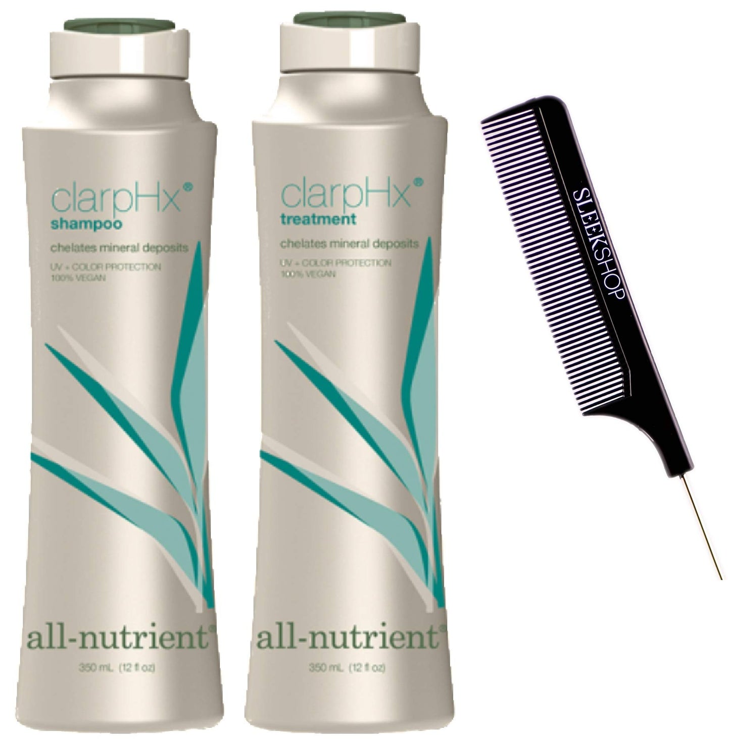 All-Nutrient ClarpHx Shampoo & Conditioner DUO SET, Chelates Hair Mineral Deposits for Pool & Well Water Exposure (w/Comb) Clarifying UV+ Protection