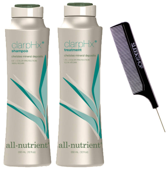All-Nutrient ClarpHx Shampoo & Conditioner DUO SET, Chelates Hair Mineral Deposits for Pool & Well Water Exposure (w/Comb) Clarifying UV+ Protection