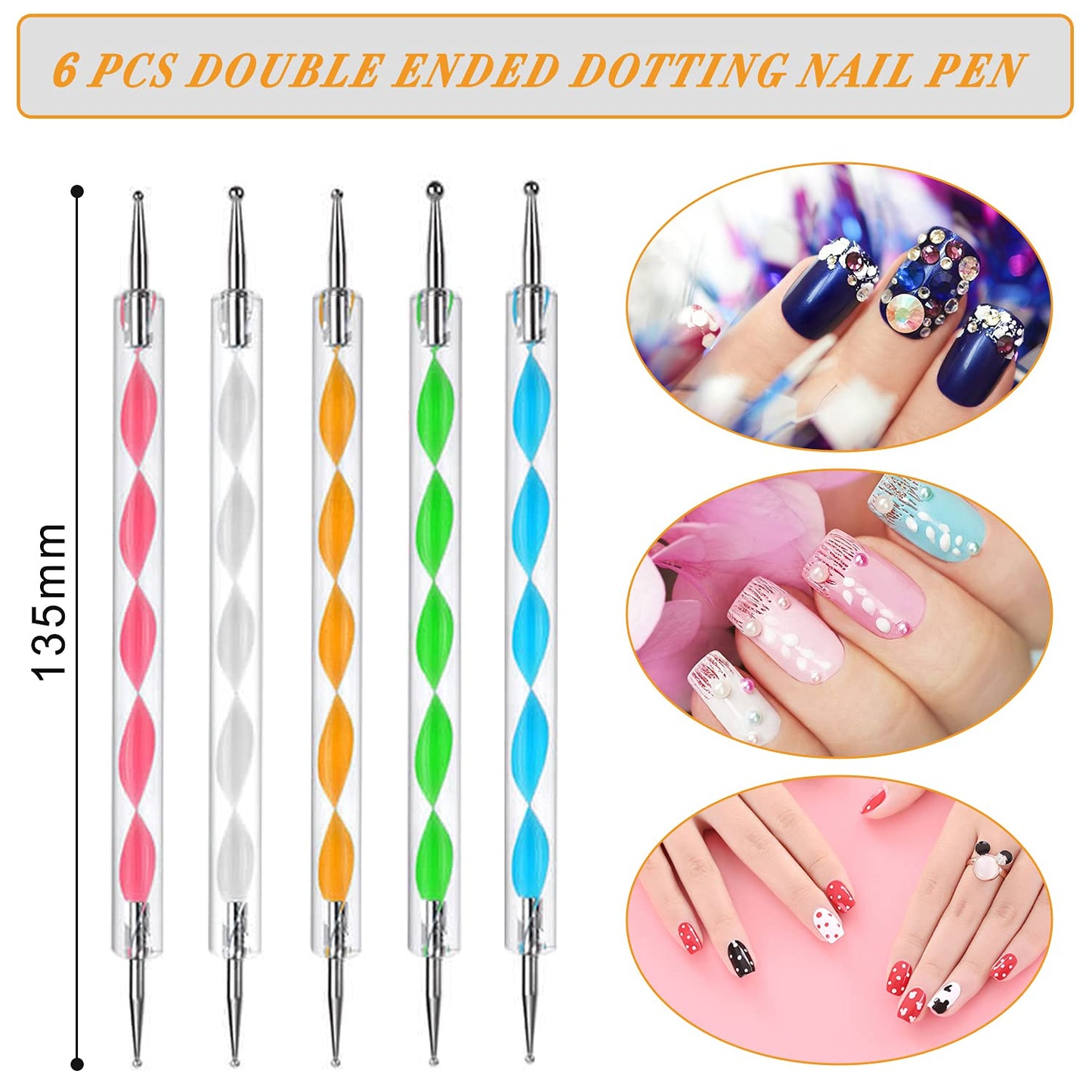 AROIC 28 Pcs Acrylic Nail Brush Set Including 7 Pcs UV Gel Nail Art Brushes, 6 Pcs 3D Nail Extension Brush, 5Pcs Double Ended Dotting Nail Pen