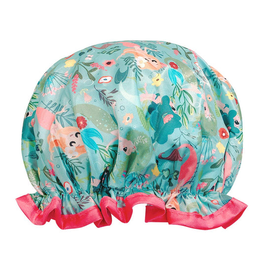 allydrew Reusable Women's Waterproof Shower Caps for Long Hair, Mermaids