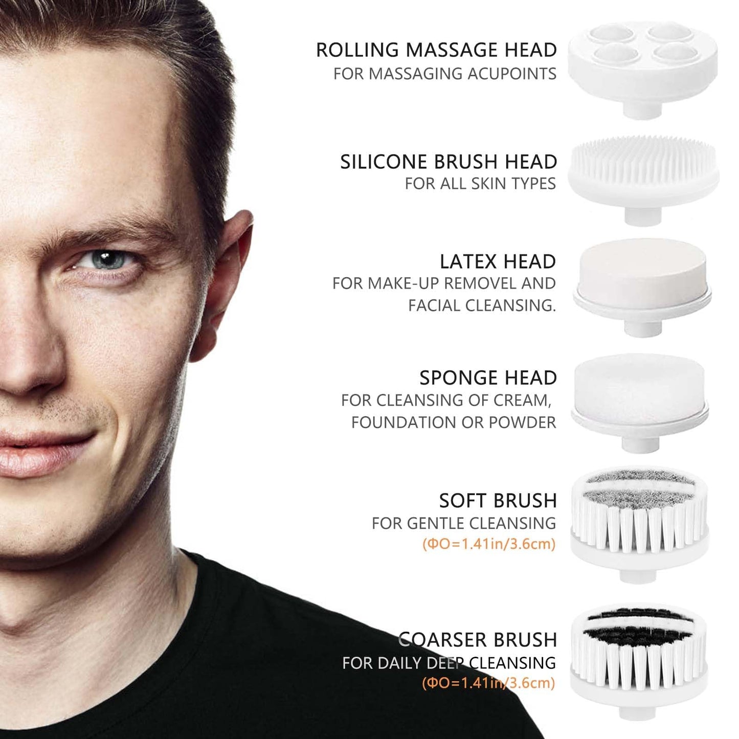Facial Cleansing Brush Face Scrubber: CLSEVXY Electric Face Spin Cleanser Brushes with 6 Brush Heads for Deep Cleansing, Gentle Exfoliating, Removing Beauty and Personal Care CLSEVXY