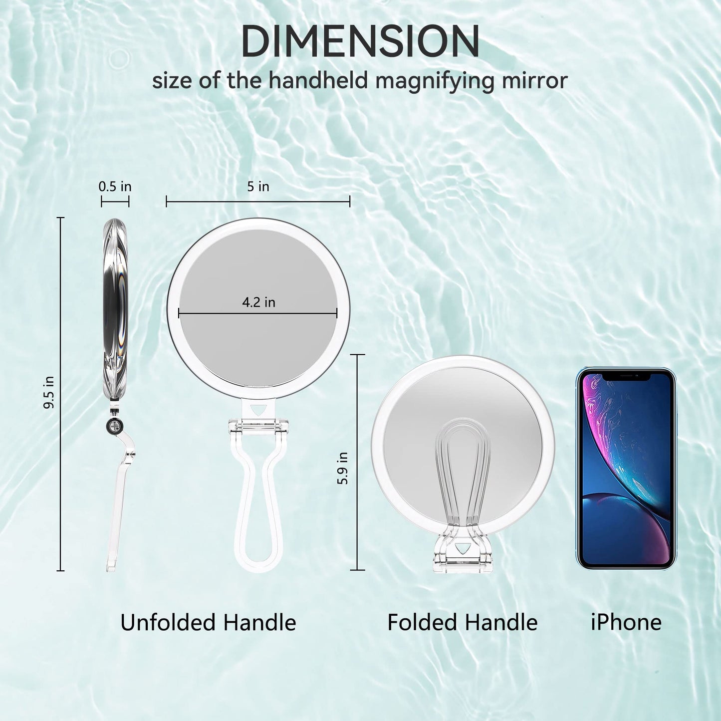 B Beauty Planet 30X Magnifying Hand Mirror, 5 Inch Diameter, Portable & Foldable, Double-Sided (30X/1X), Modern Silver Frame, Perfect for Makeup Beauty and Personal Care B Beauty Planet