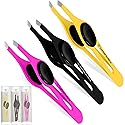 Professional Eyebrow Tweezers Slanted Tip Stainless Steel 2,3xPcs Set, Non-Slip Grip Slant Tip Tweezers for Facial Hair, Plucking Removing Ingrown
