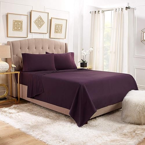 Luxury Egyptian Comfort 1800 Thread Count 6 Piece Full Size Sheet Set, Purple Color, 2 Bonus Pillowcases