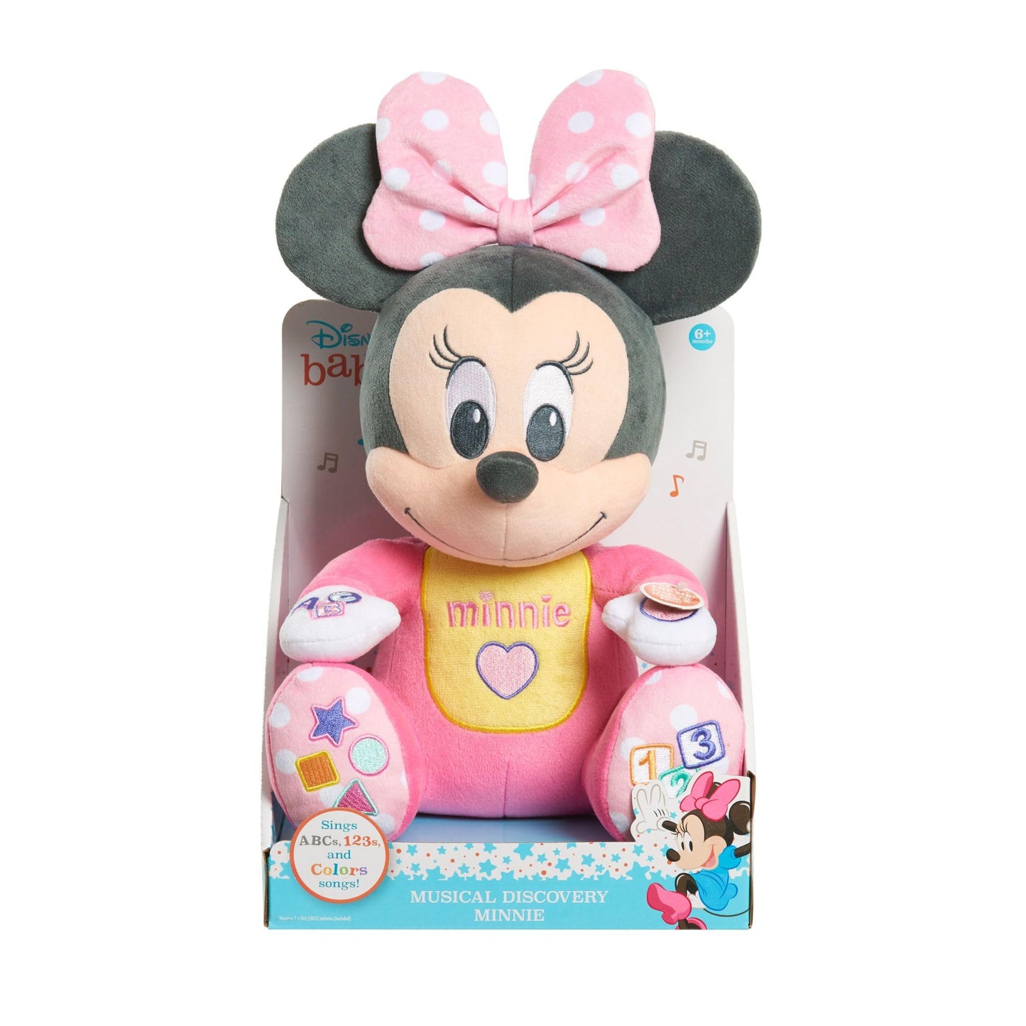 Disney Baby Musical Discovery Plush Minnie Mouse with Sounds and Phrases, Sings ABCs, 123s, and Colors Songs, Kids Toys for Ages 06 Month by Just Play