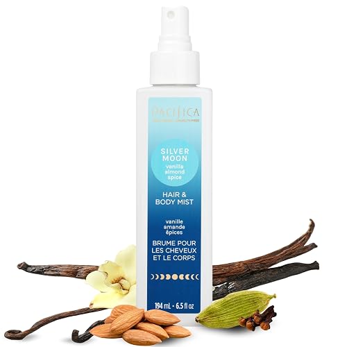 Pacifica Hair Perfume & Body Fragrance Spray Mist - Silver Moon with Vanilla, Almond & Spice - Alcohol-Free, Vegan & Cruelty-Free, 6.5 oz