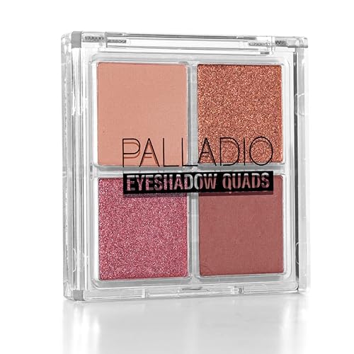 Palladio Eyeshadow Quads, Velvety Pigmented Blendable Matte, Metallic & Shimmer Finishes, Creamy Formula, Four Way Quad Eye Shadow Palette, Talc-Free