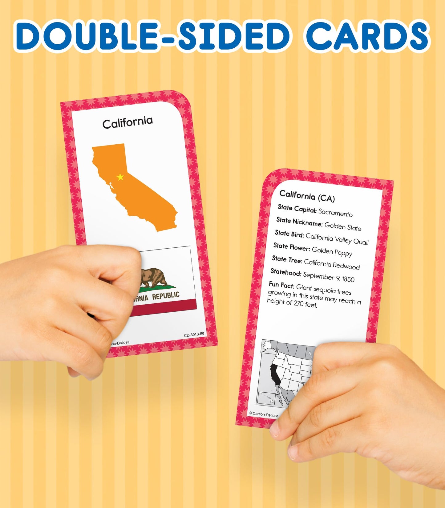 Carson Dellosa States and Capitals Flash Cards for Kids Ages 8+, Geography Flash Cards with US History, Fun Facts, Grade 3, Grade 4 and Grade 5