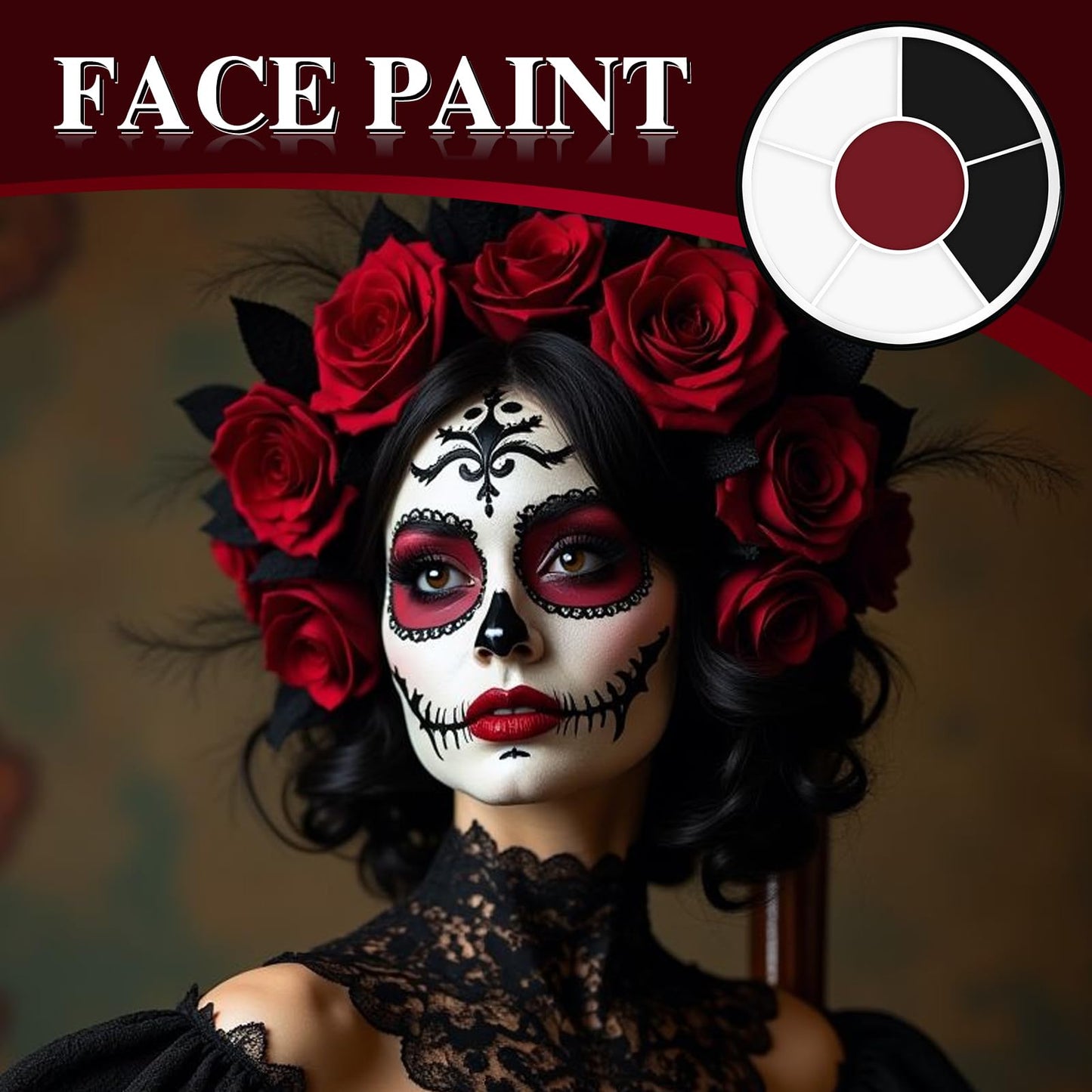 Clown Black White Red Face Body Paint, Clown Body Paint Washable, Joker Makeup Kit Professional, Perfect for Halloween, SFX Makeup, FX Cosplay