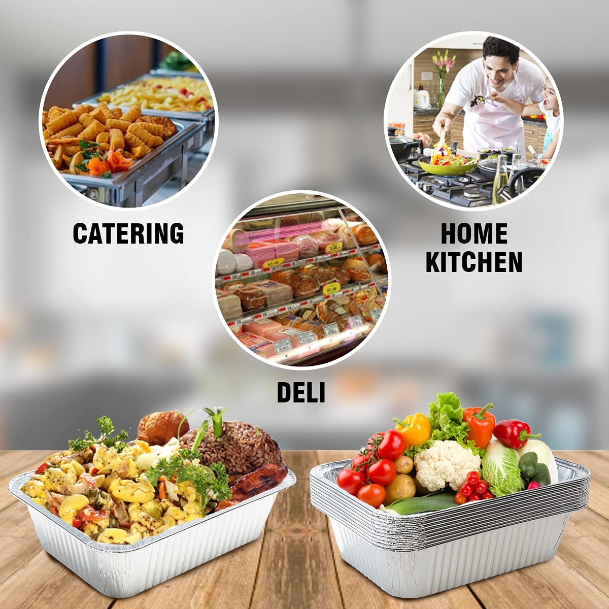 Diplastible Oblong Disposable Aluminum Pans with Lids - 10 Pack - 8.5 x 6 x 2.5 in 5-lb Pan with Foil Covers Perfect for Baking Cooking Food…