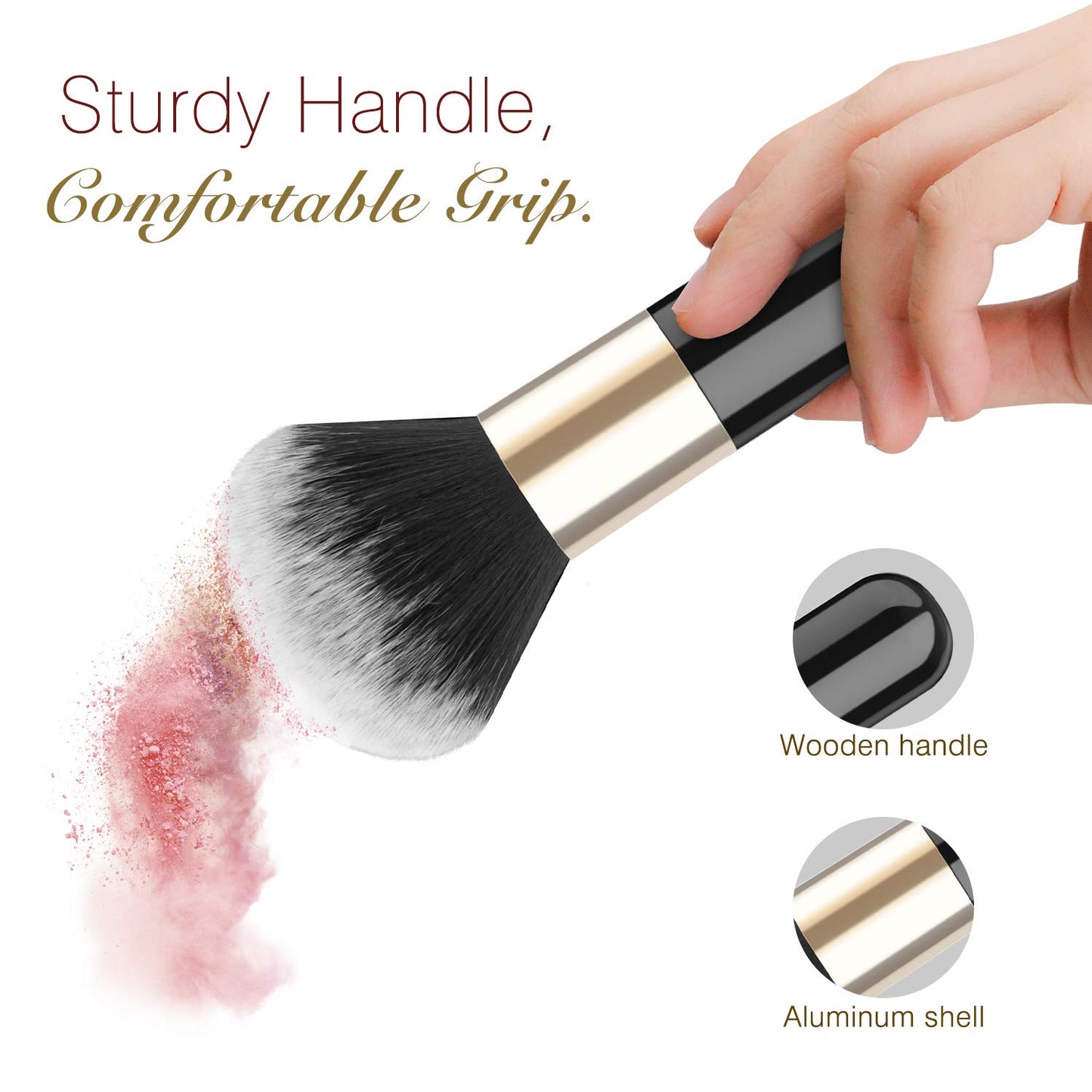 Luxspire Powder Makeup Brush, Flat Kabuki Brush, Single Large Makeup Brush Soft Face Mineral Powder Foundation Brush Blush Brush for Blending Makeup
