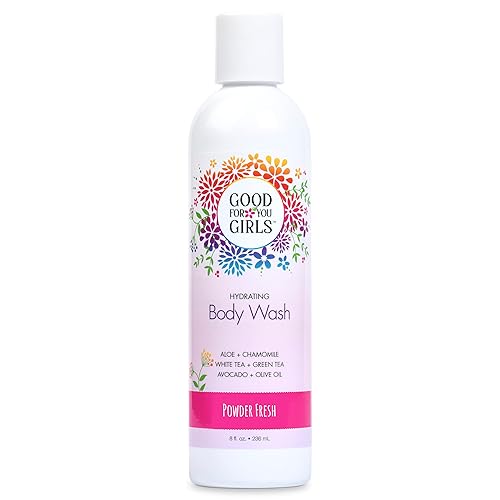 Good For You Girls Natural Body Wash with Aloe, Avocado & Jojoba Oils,Shower Gel Body Wash for Girls to Adults, Vegan and Paraben Free, Powder Scent