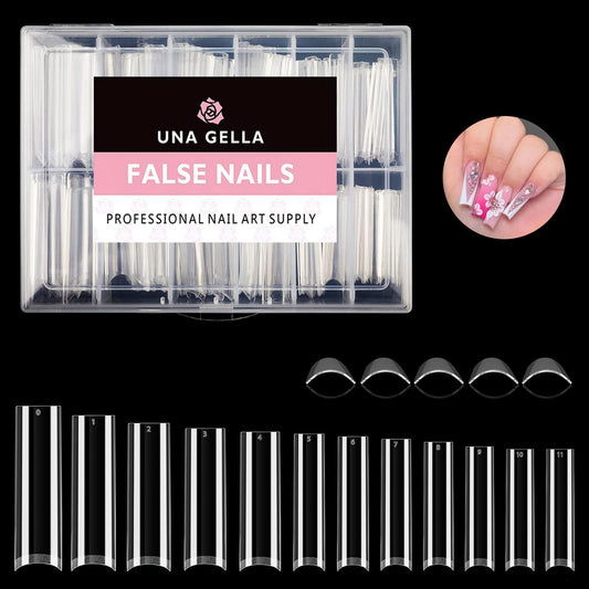 UNA GELLA Tapered Square Nail Tips XXL 216 PCS No C Curve Nail Tips Extra Long Straight Nails Half Fake No Trace for Acrylic Tips for Home DIY Beauty and Personal Care UNA GELLA Default Title