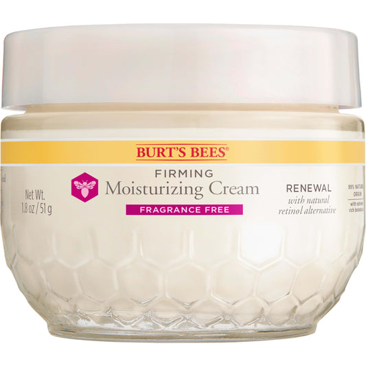Burt's Bees Renewal Fragrance-Free Firming Moisturizing Face Cream With Natural Retinol Alternative, Firming Face Cream With Bakuchiol, 99 Percent