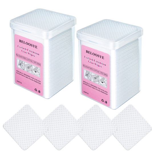 400 PCS Eyelash Extension Glue Wipes,Lint Free Nail Wipes,Super Absorbent Soft Non-woven Fabric Adhesive Nail Polish Remover Wipe, Glue Wiping Cloth