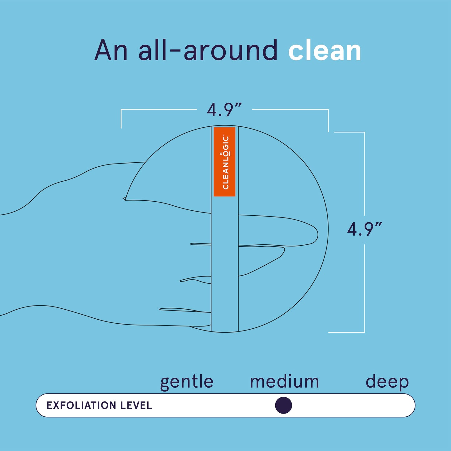 Cleanlogic Detoxify Purifying Charcoal Infused Exfoliating Body Scrubber, Dual-Texture Round Exfoliator Tool for Smooth, Clean Skin, Daily Skincare