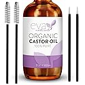 Eva Naturals 100% Pure Castor Oil - Cold Pressed for Eyelash, Eyebrow, Hair & Lash Growth, Thicker Brow & Face Serum Drops for Wrinkles, Hydrating