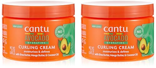 Cantu Avocado Curling Cream Hydrating 12 Ounce Jar (Pack of 2)