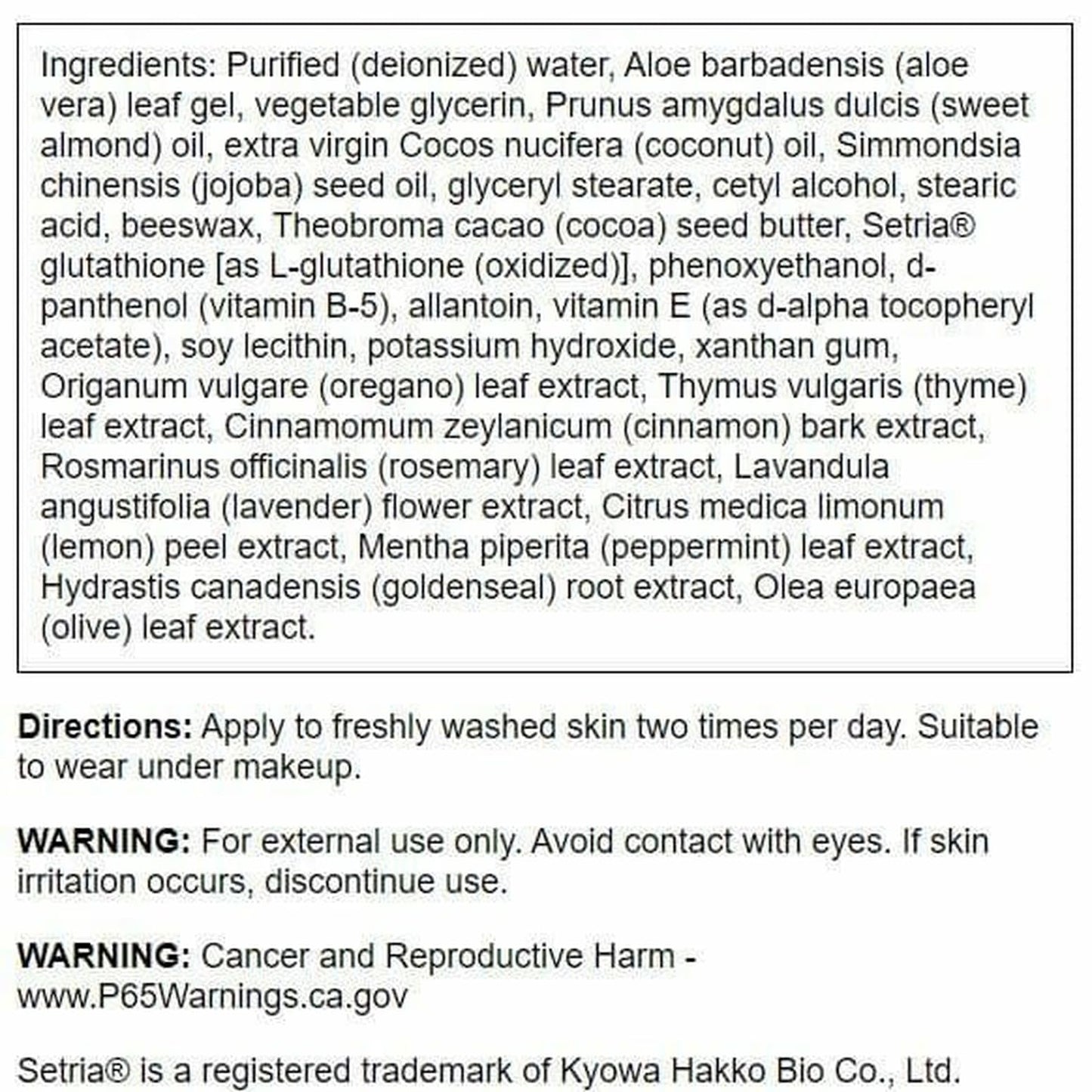 Swanson L-Glutathione Cream with Setria 2 fl Ounce (59 ml) Cream