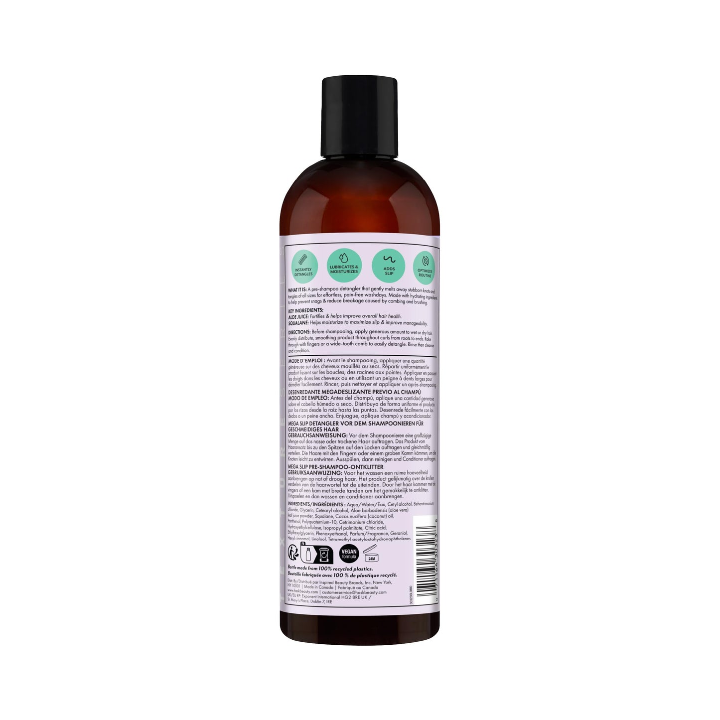 HASK Mega Slip Pre-Shampoo Detangler with Aloe Juice & Squalane for Wavy, Curly, Coily & Kinky Hair, Moisturizes, Adds Slip, Reduces Breakage, Vegan