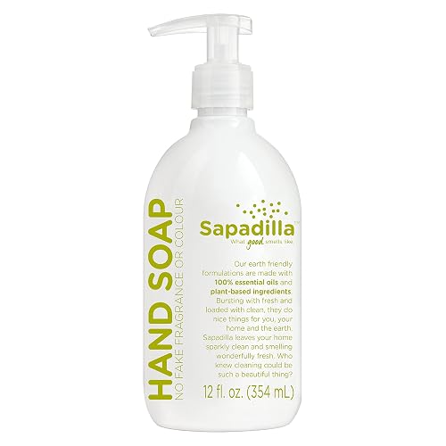 Sapadilla Liquid Hand Soap - Rosemary + Peppermint - Made with 100% Pure Essential Oil Blends, Cleansing & Moisturizing, Aromatic & Fragrant Hand