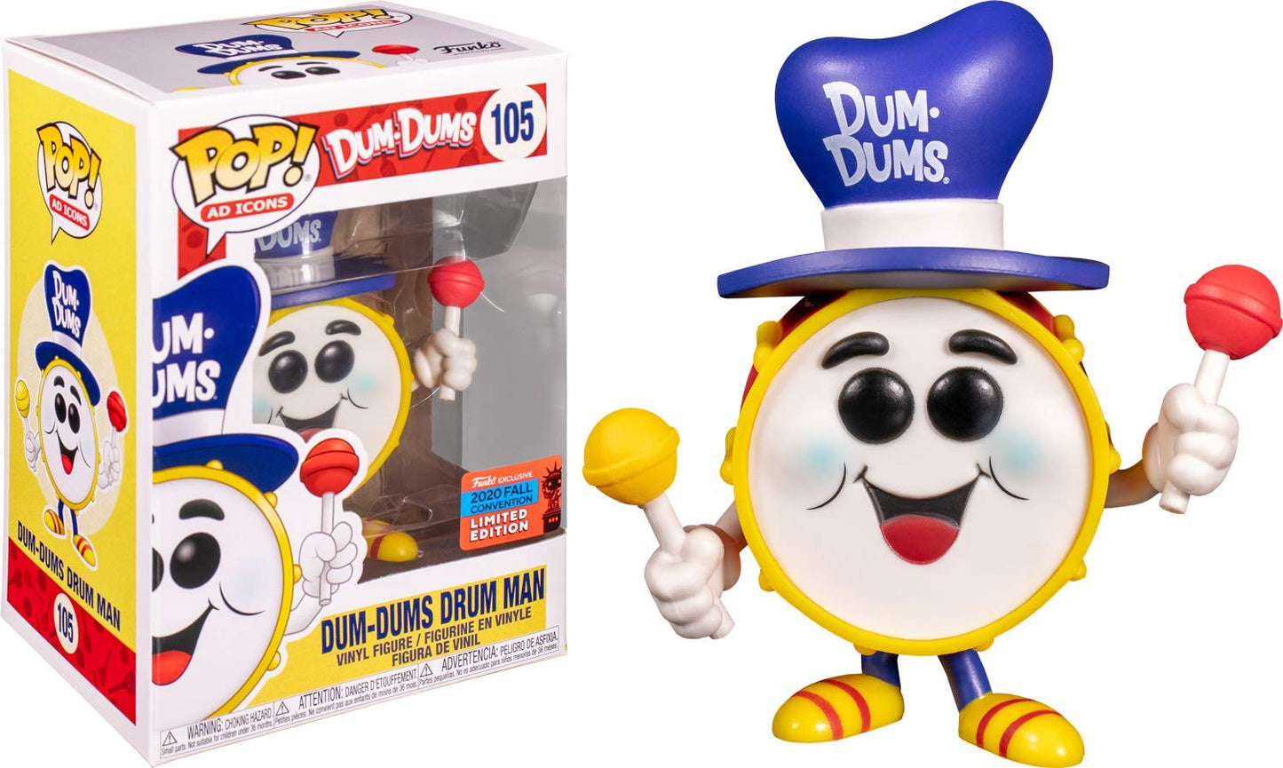 Funko POP! Ad Icons: Dum-Dums Drum Man #105 NYCC 2020 Shared Fall Convention Exclusive Vinyl Figure - Red Multicolor