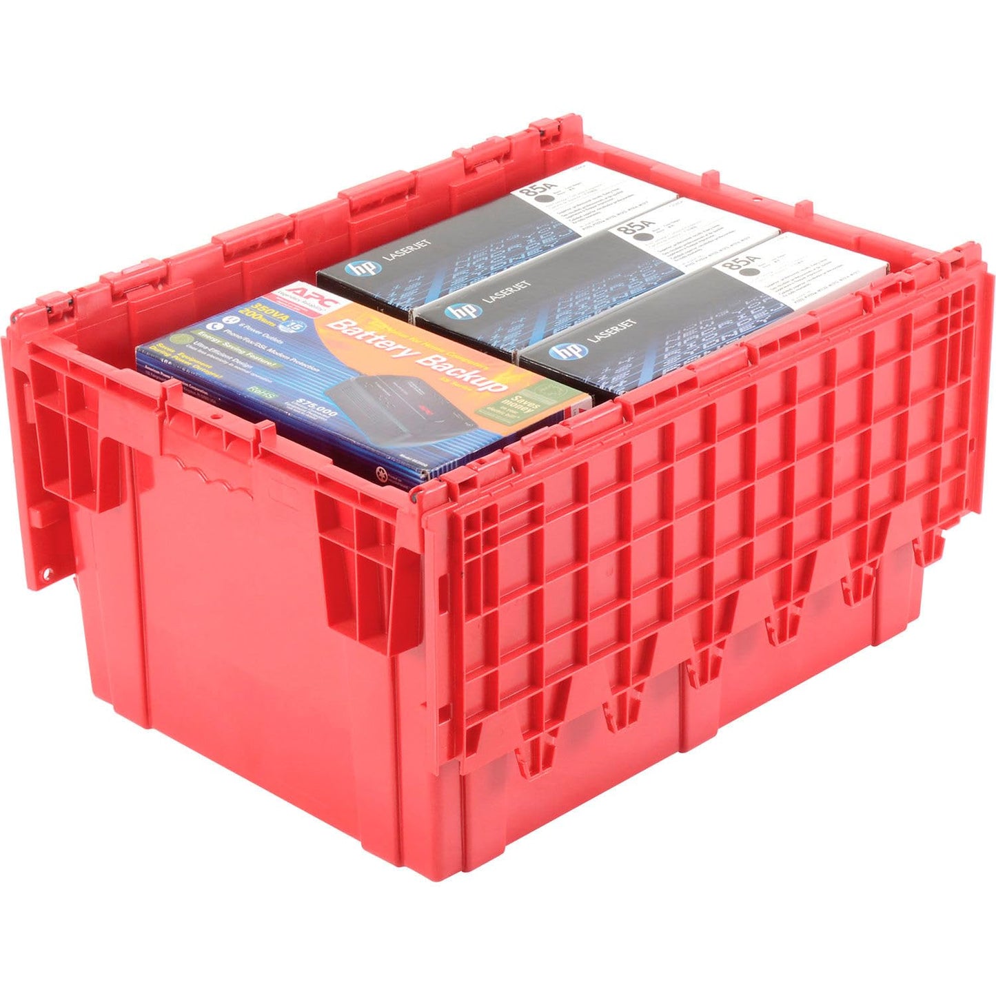 Global Industrial Plastic Distribution Container With Hinged Lid, 3.8 Cu. Ft Capacity, 60 lbs. Capacity, Nestable & Stackable, 28-1/8"x20-3/4…