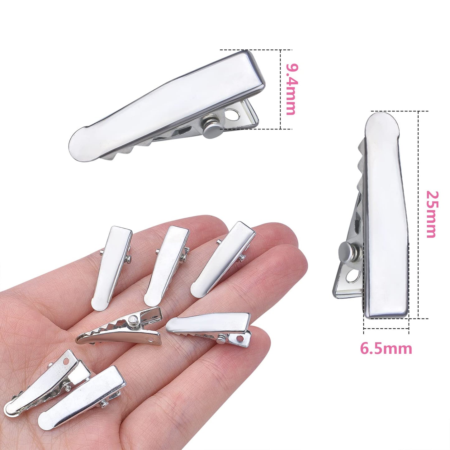100pcs Alligator Duckbill Hair Clips Metal Single Prong Hair Clip Hairpins Teeth Bows Professional Sectioning Clips DIY Hair Accessories for Women