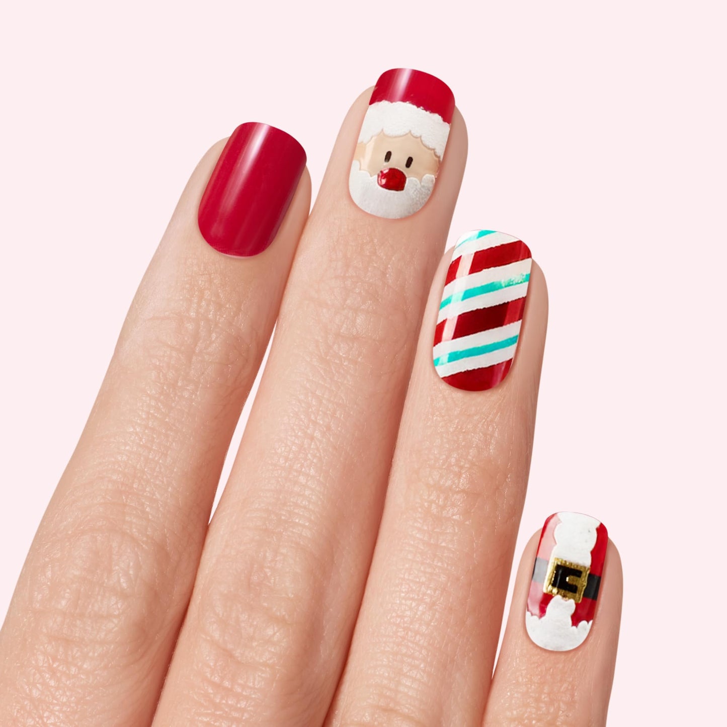 Dashing Diva Gloss Nail Strips - Santa's Helper - UV Free, Chip Resistant, Long Lasting Gel Nail Stickers - 3-Piece Manicure Set - Contains 32 Wraps Beauty & Personal Care Dashing Diva