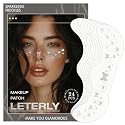 Leterly 24 Pcs Glitter Freckles Face Tattoo,Silver Face Glitter Makeup Patches Cute Sparkle Freckles Patches Waterproof Makeup Speckles for Face