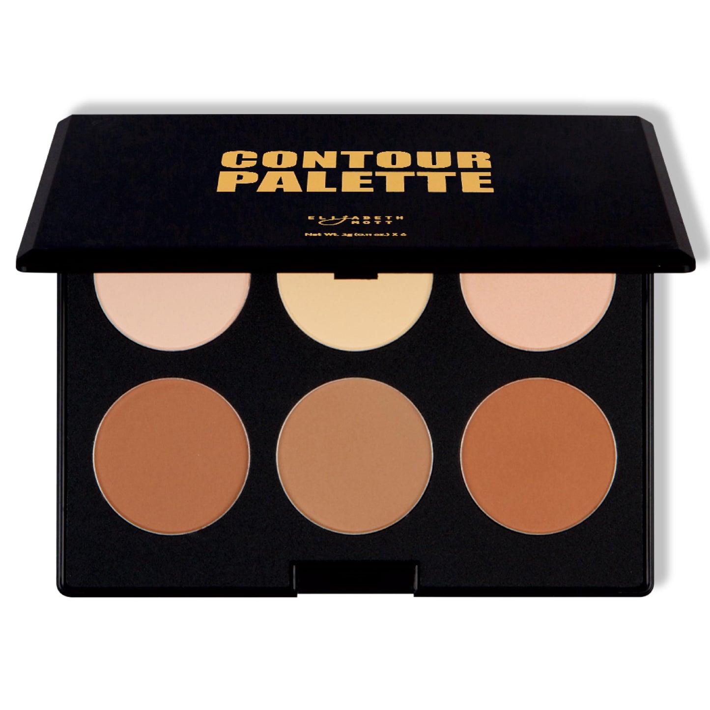 Elizabeth Mott Bronzer Contour Palette with Highlighting Powder - 6 Blendable Shades for Natural Glow - Long-Lasting, Lightweight, Cruelty-Free