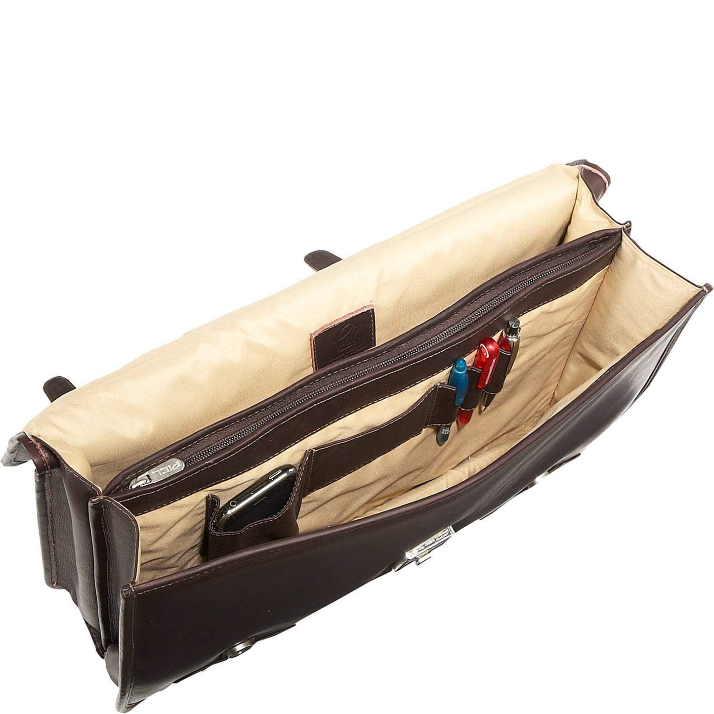Piel Leather XXL Flap-Over Portfolio, Chocolate, One Size