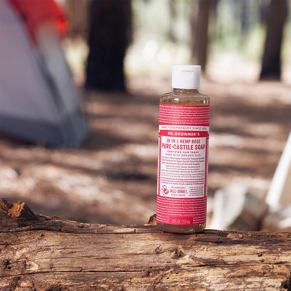 Dr. Bronner's - Pure-Castile Liquid Soap (Rose, 16 ounce) - Made with Organic Oils, 18-in-1 Uses: Face, Body, Hair, Laundry, Pets and Dishes
