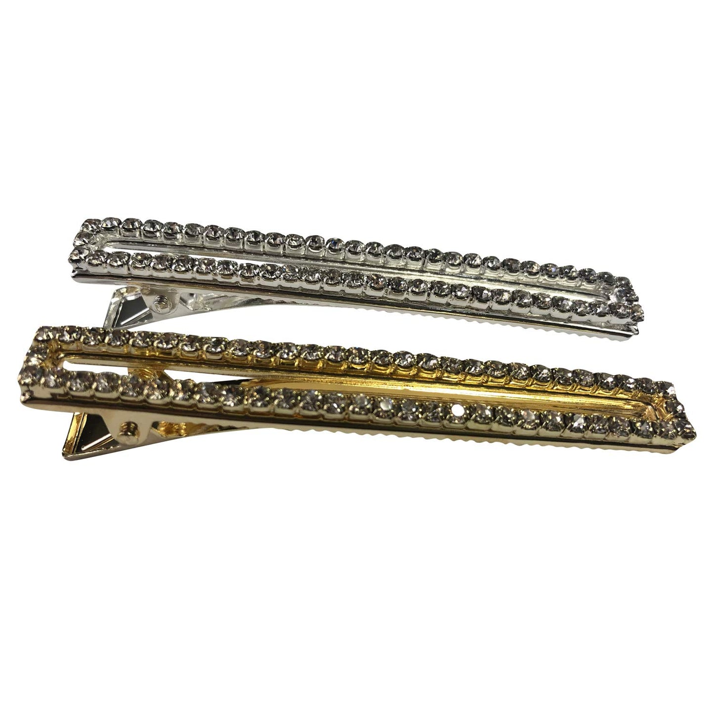 Gold & Silver Crystal Metal Alligator & Duckbill Hair Clips - Rhinestone Stylish Barrettes with Teeth - Hair Pins & Bobby Pins - Slide for Women