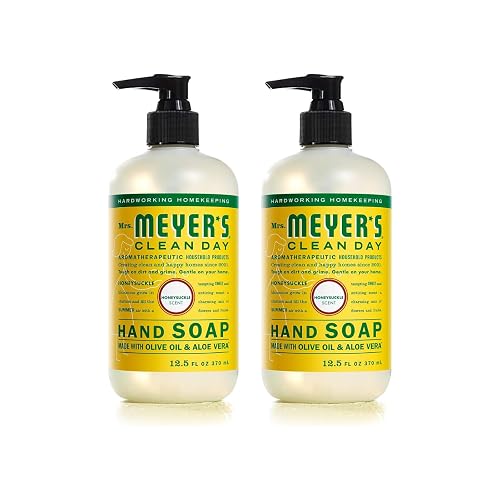 Mrs. MEYER'S Clean Day Hand Soap, Made with Essential Oils, Honeysuckle, 12.5 Fl oz (Pack of 2)