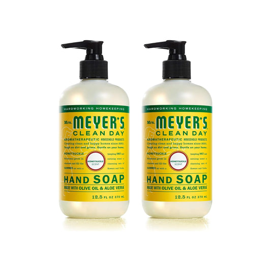 Mrs. MEYER'S Clean Day Hand Soap, Made with Essential Oils, Honeysuckle, 12.5 Fl oz (Pack of 2)
