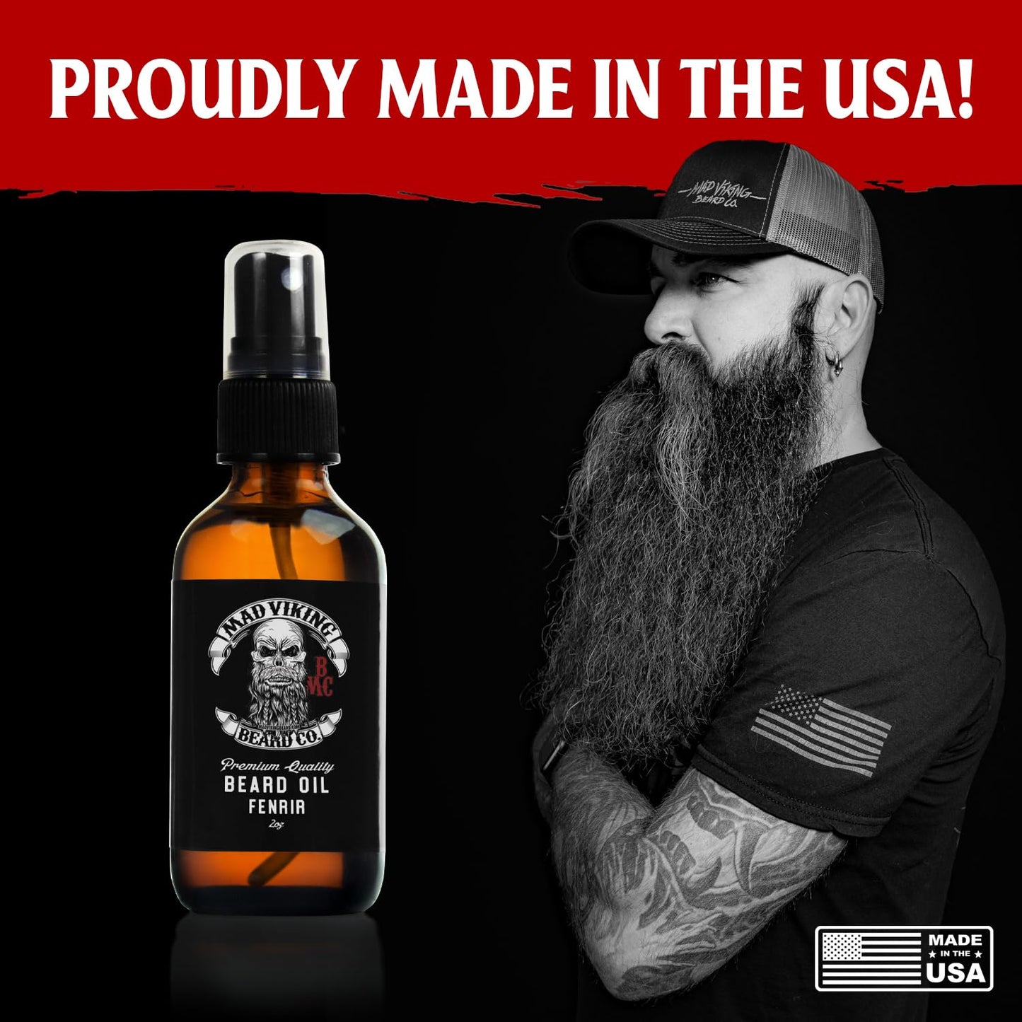 Mad Viking Fenrir Beard Oil - Hydrate, Soften, And Grow Your Beard Naturally. Fight Itch And Dandruff With A Bold Neroli, Rum & Tobacco Scent. Made In Beauty and Personal Care MAD VIKING BEARD CO.