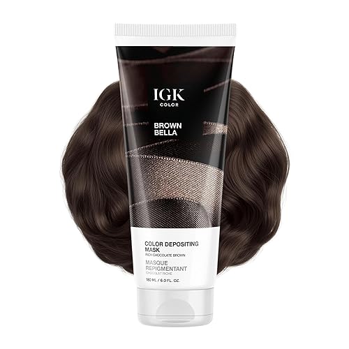 IGK Brown Bella | Chocolate Brown Hair Gloss + Color Depositing Mask | Boost Shine, Enhance Brunette Tones, Refresh Color | Semi Permanent