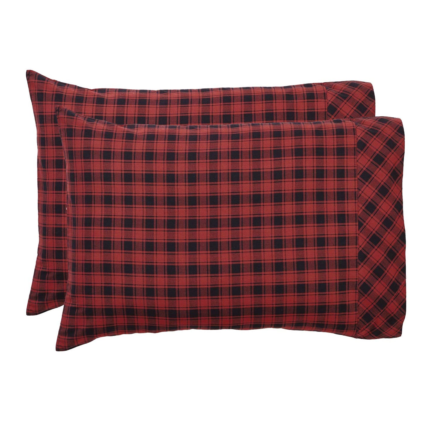VHC Brands Rustic & Lodge Bedding-Cumberland Red, Cotton, Pillow Case Set, Standard (20 x 30 inches), Chili Pepper