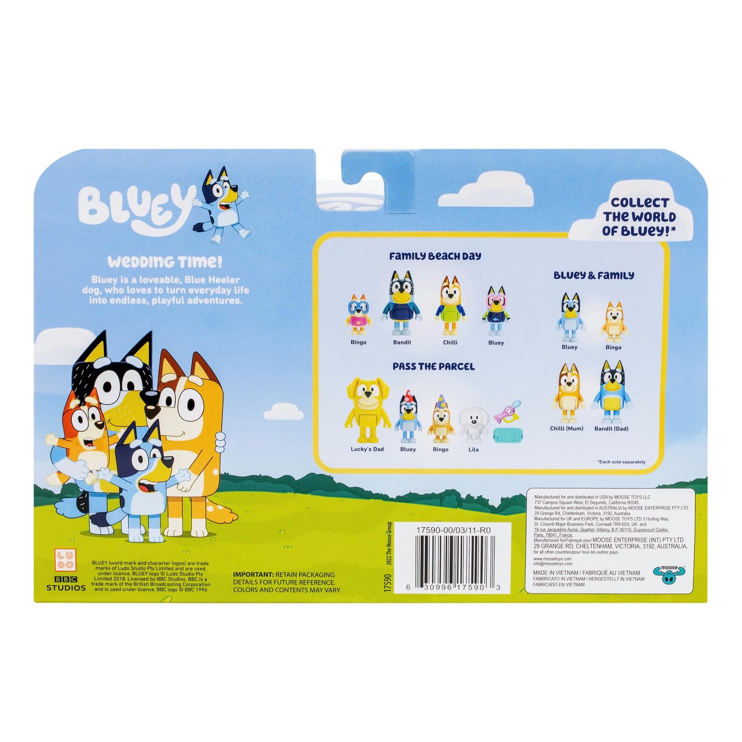 Bluey Figure 4-Pack Wedding Time, Re-Enact Uncle Rad and Frisky's Wedding Day and Bingo Flower Girl Figures