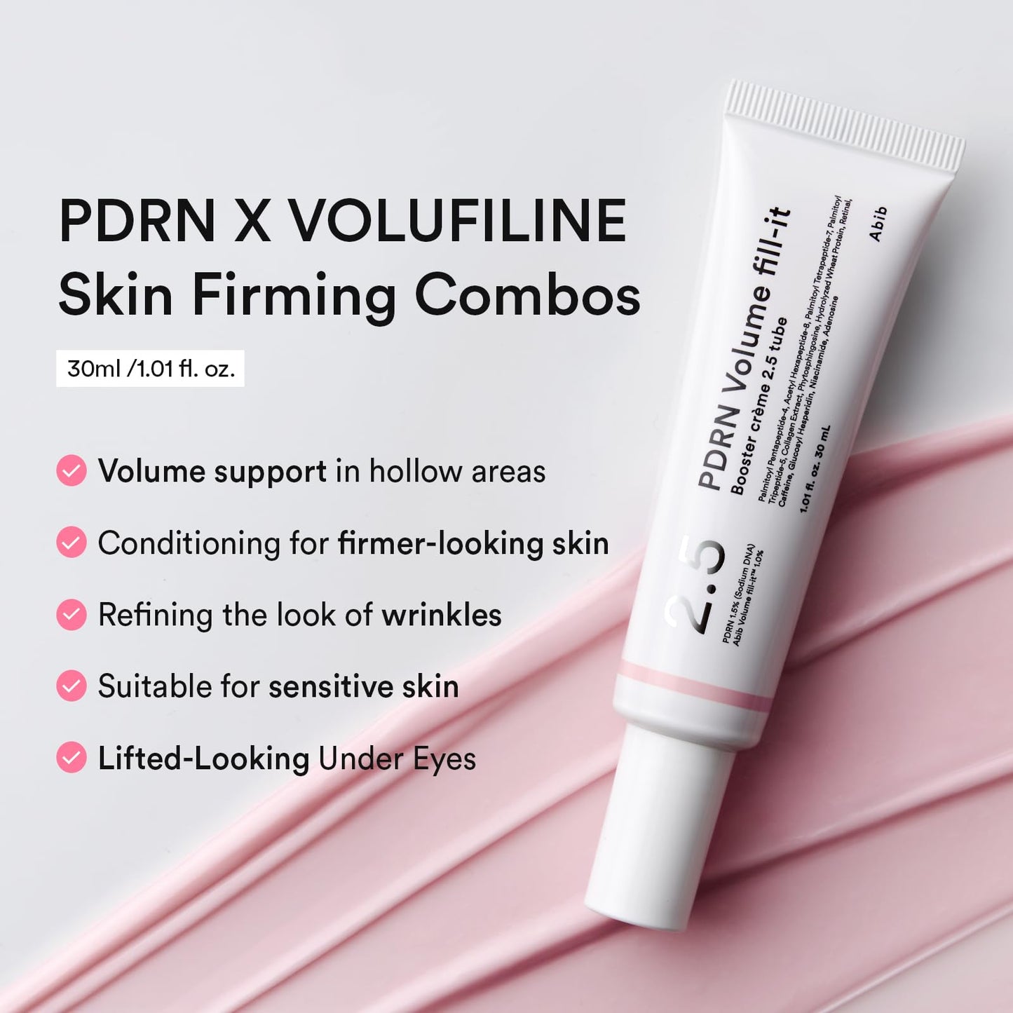 Abib PDRN Volume fill-it Booster Cream 2.5 tube | Facial Volume Plumping with PDRN 15,000ppm Peptides Retinal | For Forehead, Smile Lines & Neck Beauty and Personal Care Abib