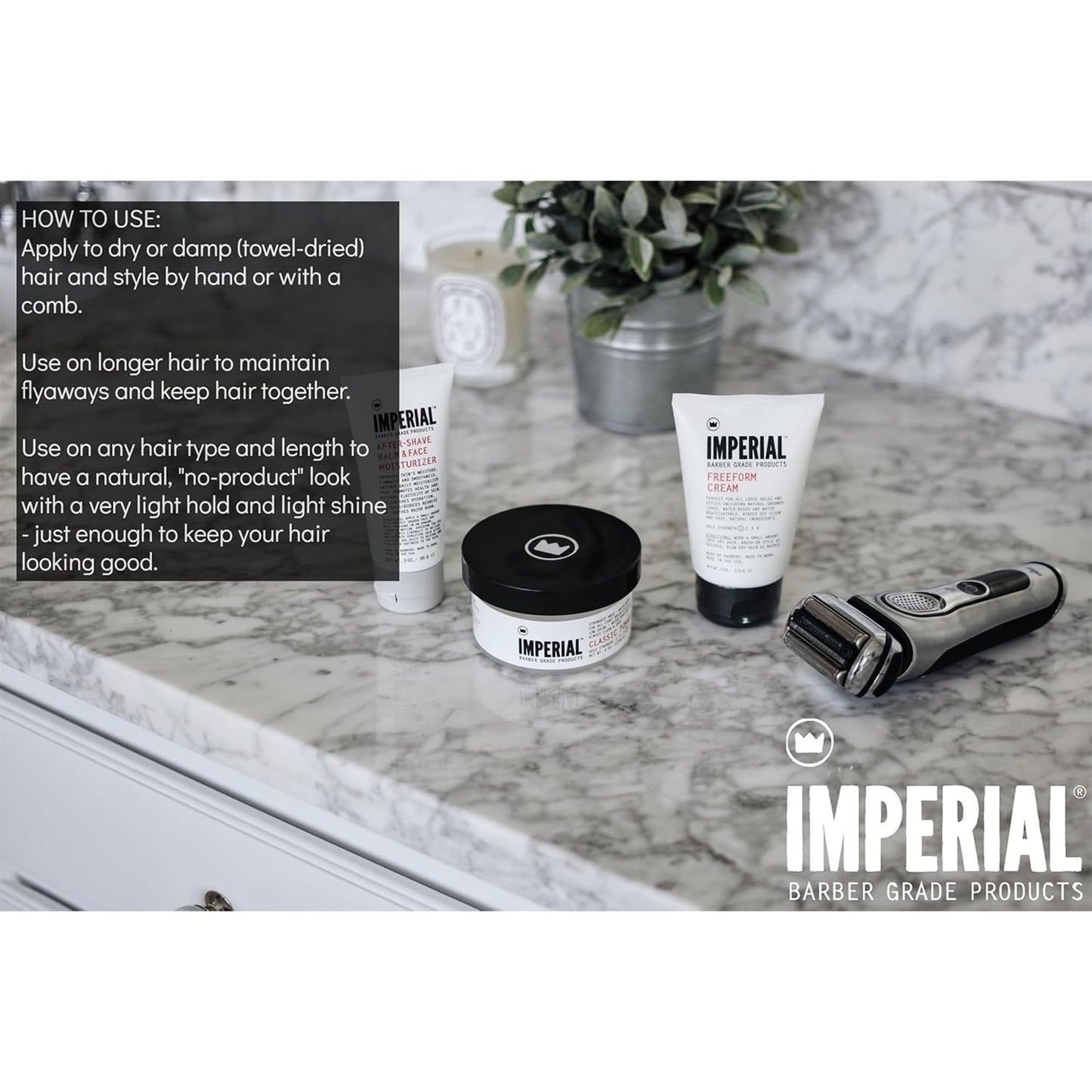 Imperial Barber Grade Products | FreeForm Cream, 4 oz | Light Hold | No Shine | Water-Based | Easy to Wash Out | For Loose Holds and Styles | Natural