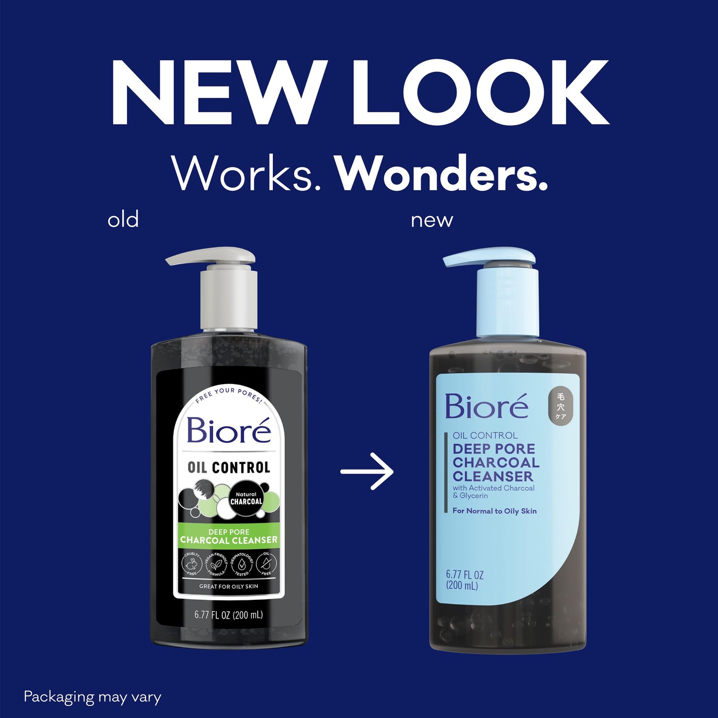 Biore Deep Pore Charcoal Face Wash, Daily Facial Cleanser for Dirt & Makeup Removal, for Oily Skin, 6.77 Oz, Pack of 3