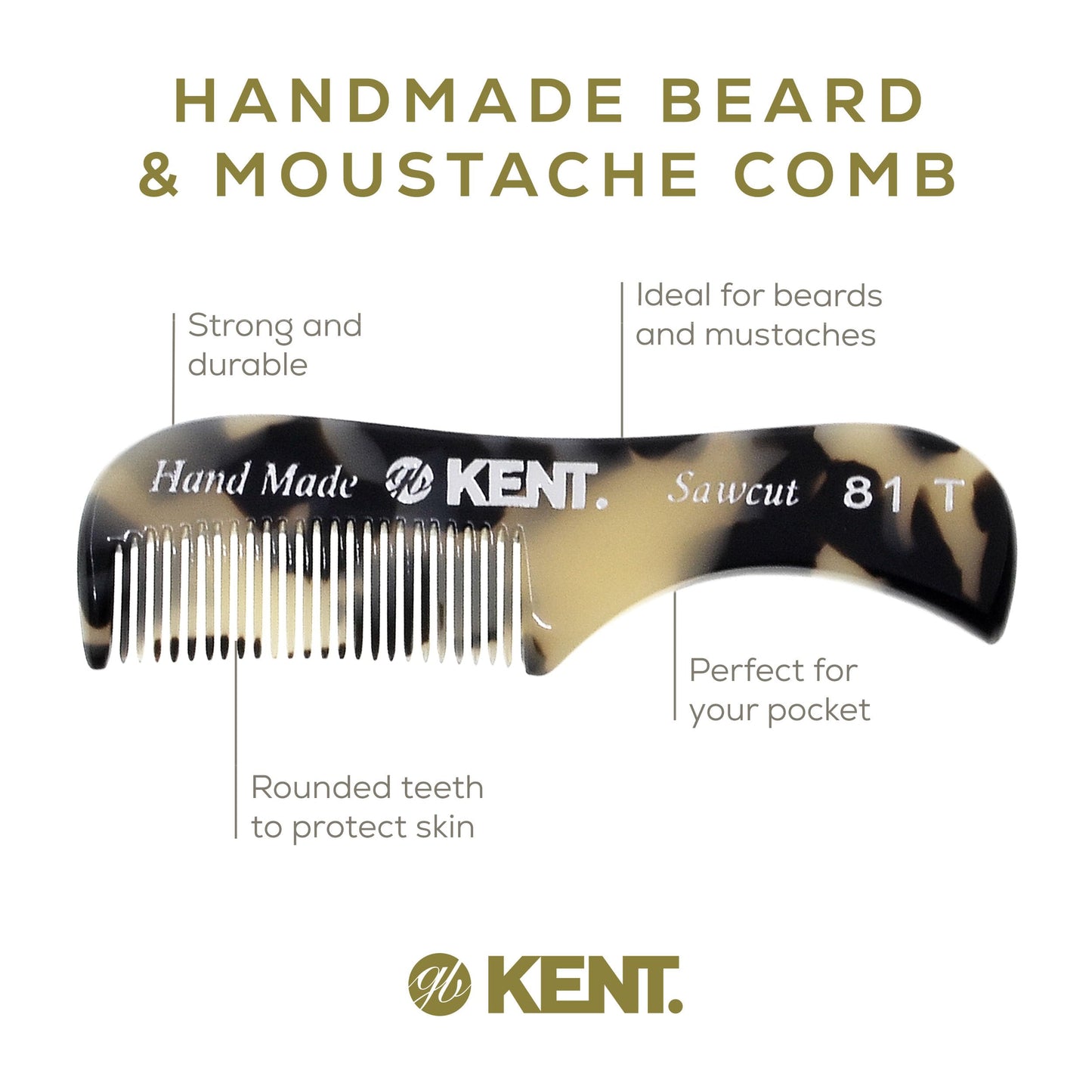 Kent Set Men's Hair Pocket Combs, T White 81T X-Small, FOT All Fine Tooth, R7t Double Toothed Fine and Coarse. Best Hair, Beard and Mustache Grooming Beauty and Personal Care KENT