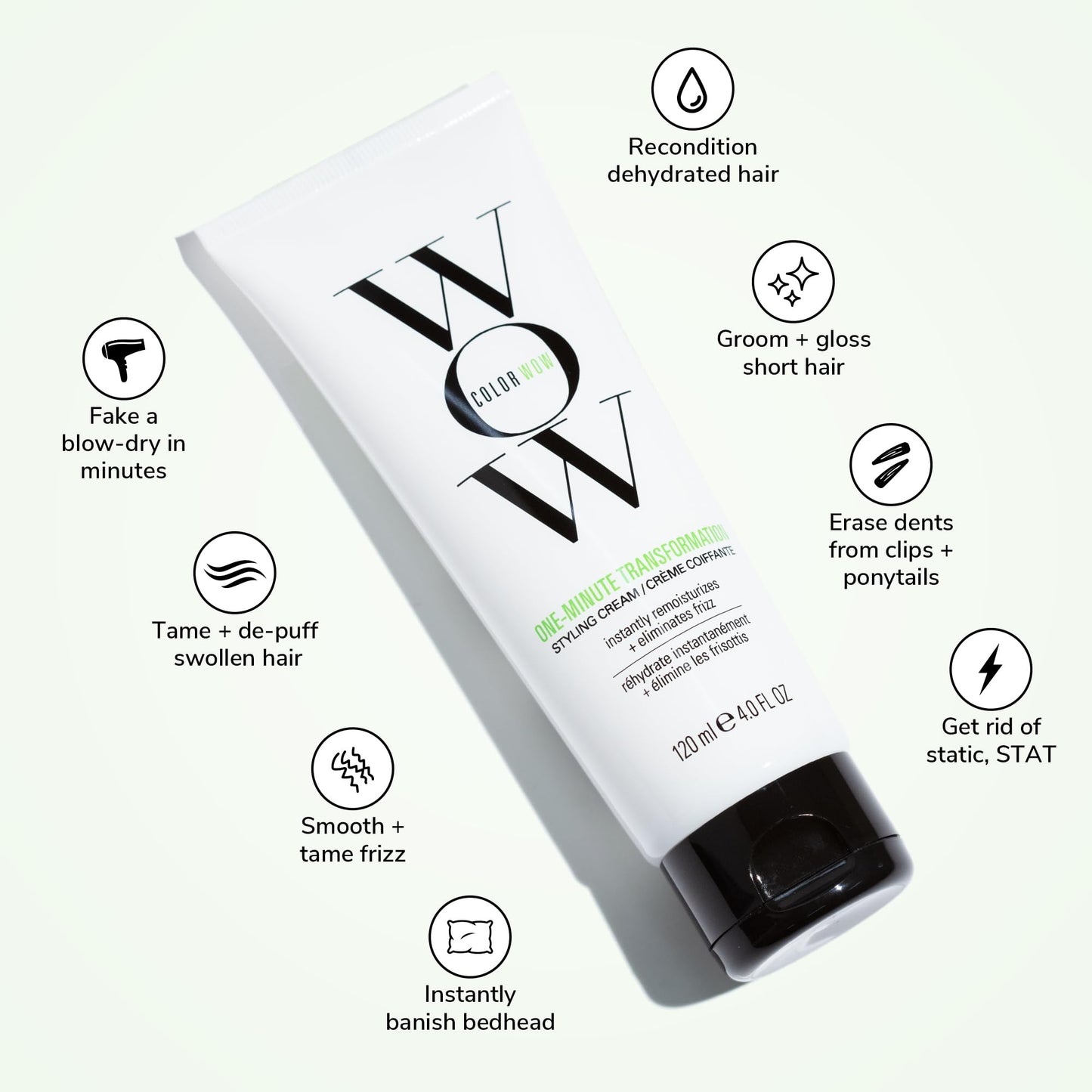 COLOR WOW One Minute Transformation - Instant frizz fix| Nourishing styling cream smooths, tames + defrizzes on the spot, Avocado oil + Omega 3’s