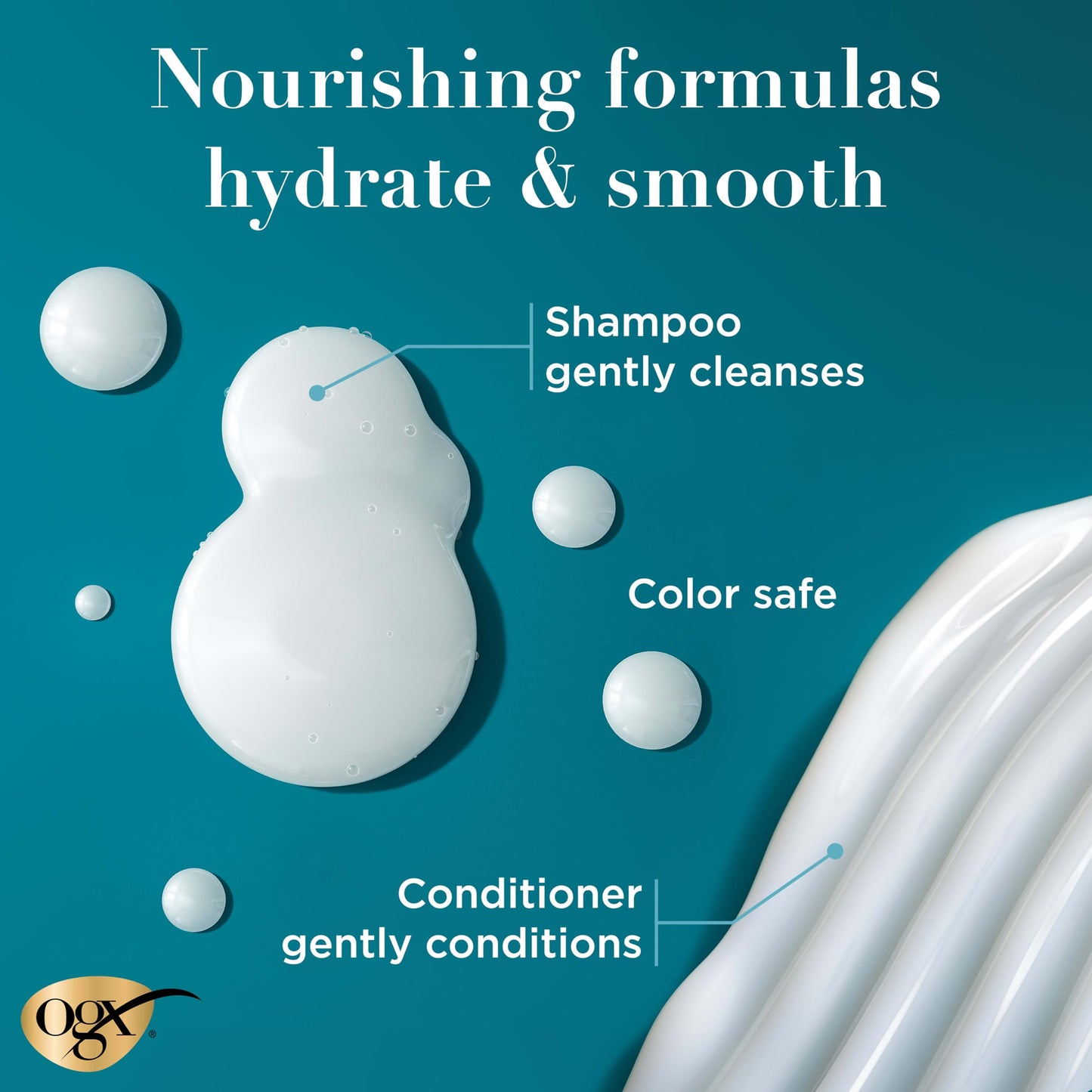 OGX Nourishing + Coconut Milk Sulfate Free Shampoo and Conditioner Set, Hydrates & Softens Hair, Lipi Pro Shield Technology, Creamy Coconut Milk White